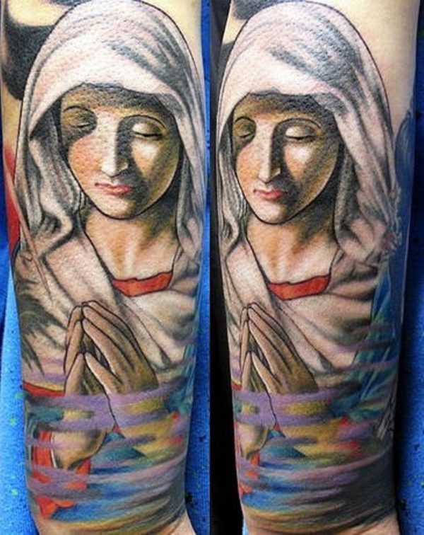 Sweet Mary Shoulder Tattoo Design